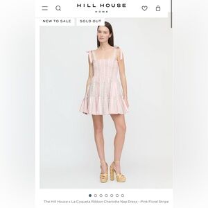 The Hill House x La Coqueta Ribbon Charlotte Nap Dress in Pink Floral Stripe